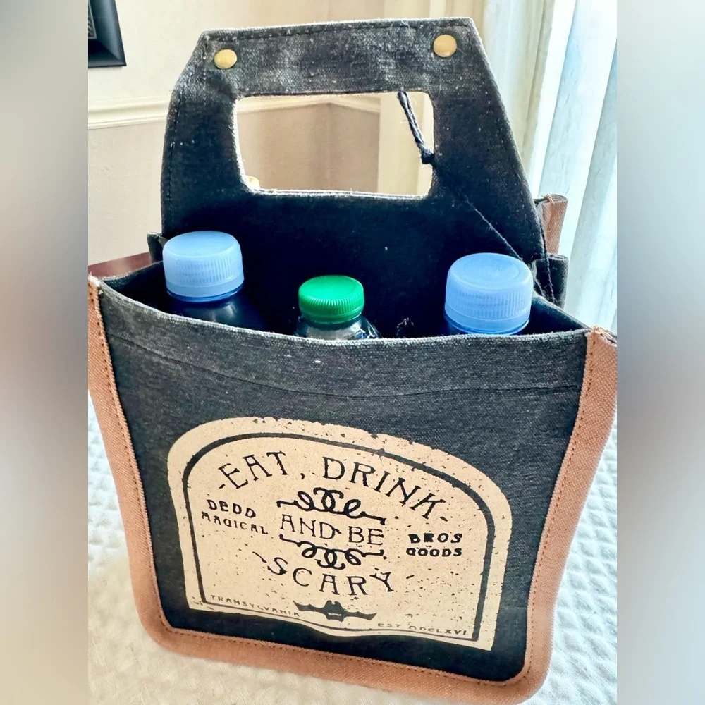 New Mona B Halloween Eat Drink & Be Scary Drink Beverage Holder Bag Tote